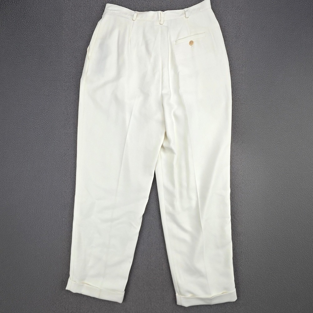 Lauren Ralph Lauren Pleated Trousers Women Cream Classic Cuffed High Rise 12P - Picture 3 of 7
